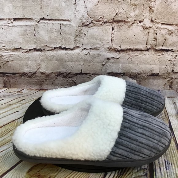 NY Threads Women's Gray Comfy Soft Coral Fleece Lined Slippers Size Small US 5 - Picture 1 of 9